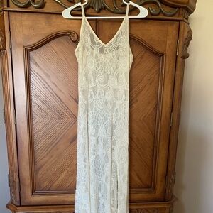 Joyfolie Slip Dress - Sheer Cream - Size Medium
